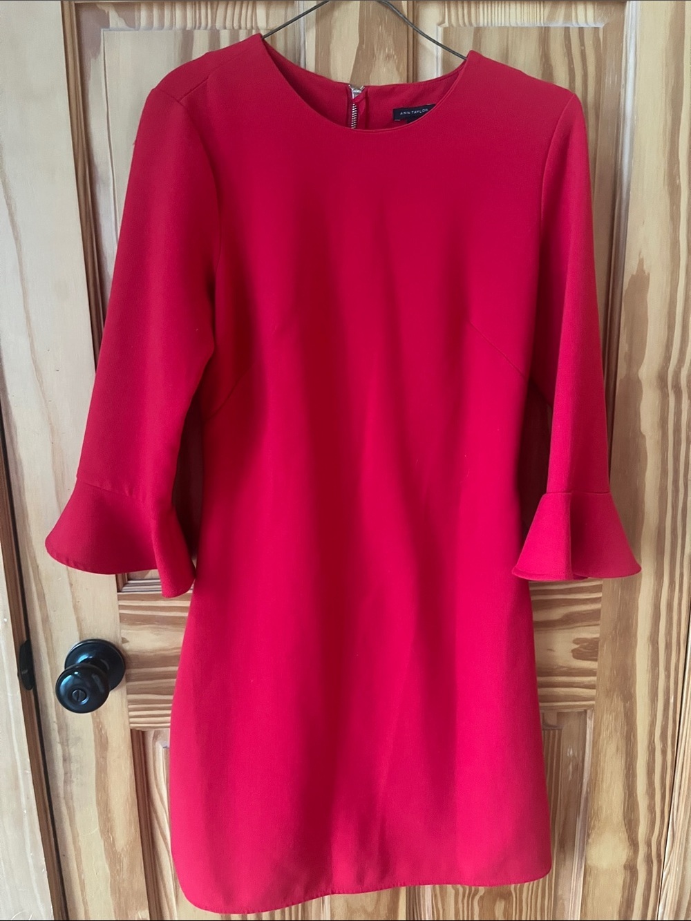 Ann Taylor Red Dress with Flounce Sleeves - Size 4